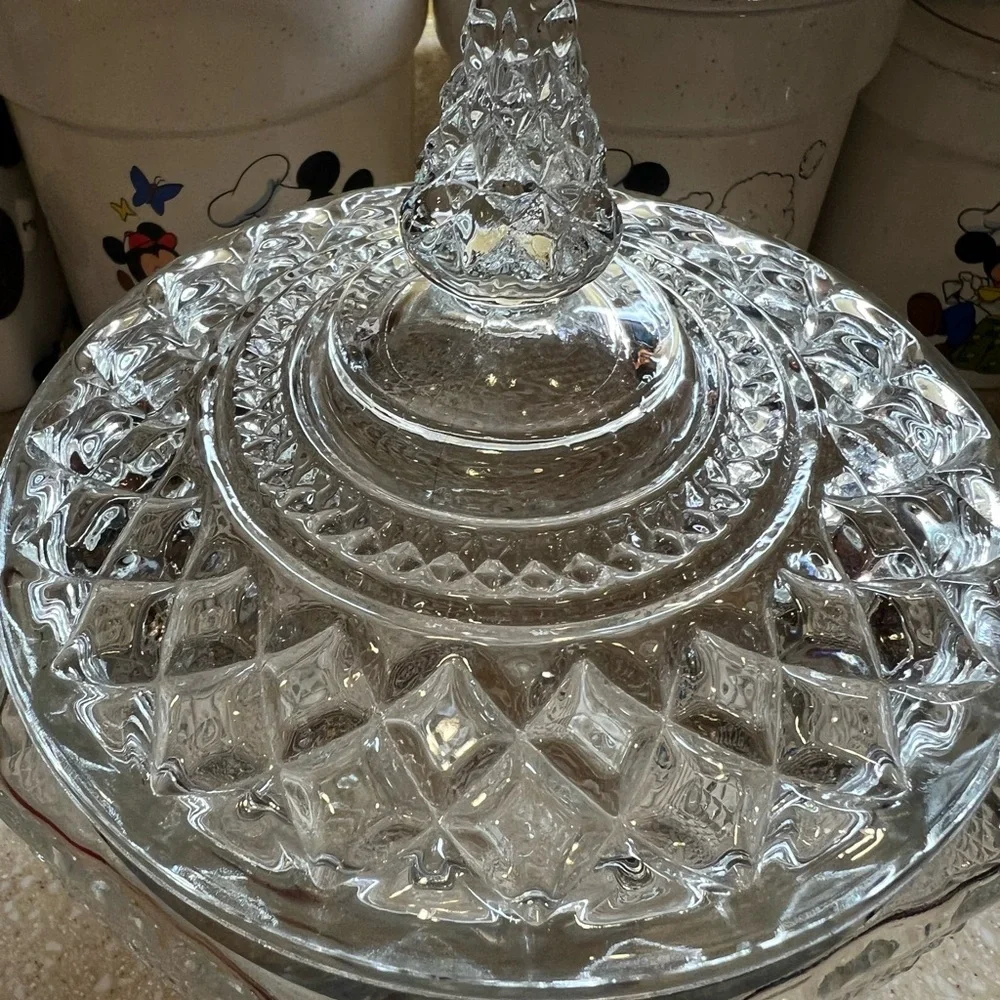 1960’s Vintage Wexford Anchor Hocking Ice Bucket Clear Glass Chrome Handle
